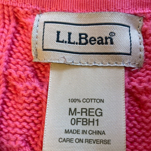 L.L. Bean Pink Cable-Knit Zip-Up  Cardigan Sweater - Picture 2 of 7